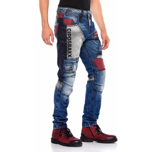 Cipo & Baxx CD574 Nakışlı Parçalı Renkli Yamalı Regular Kot Pantolon