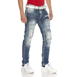 Cipo & Baxx CD611 Cep Detaylı Yamalı Yırtık Erkek Mavi Jeans Pantolon