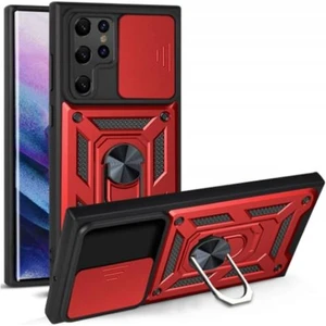 Samsung Galaxy S22 Ultra Kılıf Yüzüklü Standlı Kamera Korumalı + Tam Ekran Koruyucu Ped (Dgf)