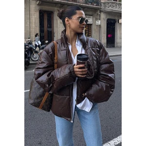 Kahverengi Oversize Basic Deri Mont MG1387