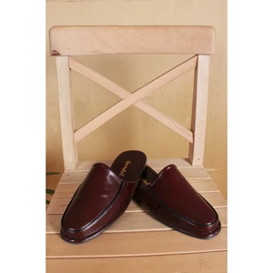 Erkek Hakiki Deri Damat Ev Terliği KAYAŞ.2200 - Bordo - 41