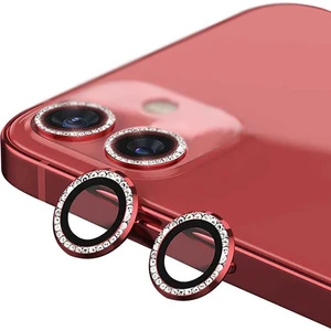 iPhone 11 Uyumlu Swarovski Taşlı Kamera Lensi Koruma Camı Kırmızı