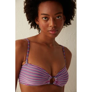 Çok Renkli Çizgili Paloma Straplez Bikini Üstü