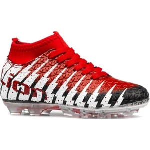 1453 Siyah Kırmızı  Çoraplı  Krampon Futbol Ayakkabısı