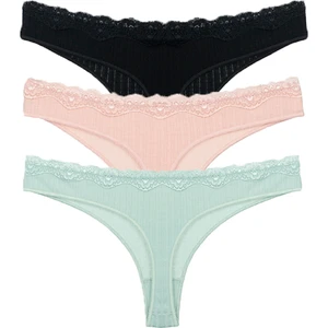 Vanilya Secret Beli Dantel  Tanga Pamuk 3'lü Paket