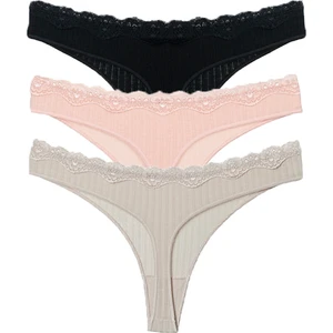 Vanilya Secret Beli Dantel  Tanga Pamuk 3'lü Paket