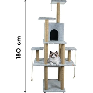 Pugalo Kedi Tırmalama Evi Pugalo Catnipli Ortası Yataklı Kedi Tırmalama Kulesi ve Oyun Platformu