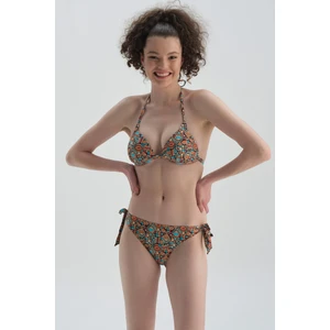 Kiremit - Turkuaz Bağcıklı Bikini Alt