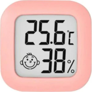 Digital LCD Termometre - Akıllı Sıcaklık ve Nem Ölçer - Pembe - Anlık Takip Özelliği