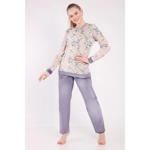 Kadın Mor Süper Soft Pijama Takımı Tavşan Desenli