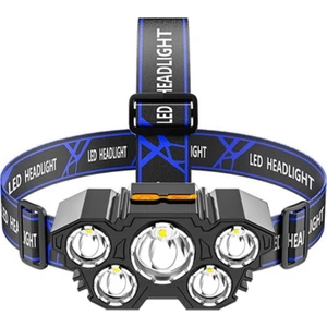 Cadde Outlet Rc-21 Şarjlı 5 LED 5x T6 Cree LED 36000 Lümen Profosyonel Kafa Feneri Lambası 4 Modlu