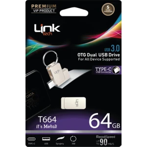 T664 Premium Dual 90MB/S 64GB Type-C Otg Flash Bellek