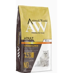 Animal World Adult Hairball Care Chicken and Rice Tüy Yumağı Önleyici Tavuk Etli ve Pirinçli Yetişkin Kedi Maması 15 kg