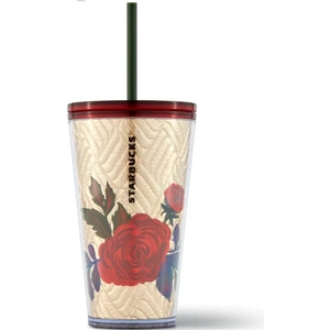Starbucks®  Çiçek Desenli Pipetli Altın Termos 473ML - 11128508