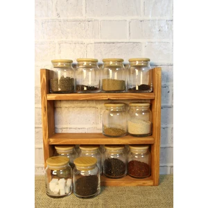 Mutfak Tezgah Üstü Ahşap Raf Baharatlık