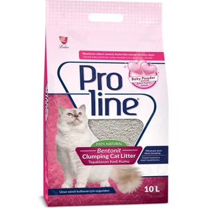 Pro Line Proline Doğal Bentonit Topaklanan Bebek Pudralı Kalın Taneli Kedi Kumu 10 Lt