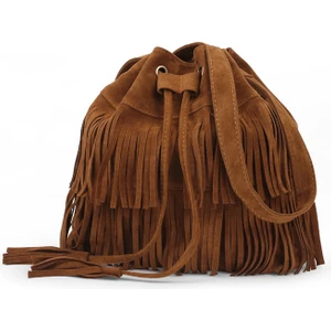 Suni Süet Püsküllü Kadın Omuz Çantası (Yurt Dışından)