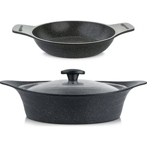 Granit Döküm 26 cm Pyro K.yarık ve 22 cm Güveç Sahan/ Gri