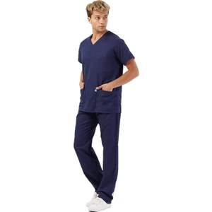 Wio Uniform Koton Serisi Erkek Lacivert Basic Doktor, Hemşire Forma Takım