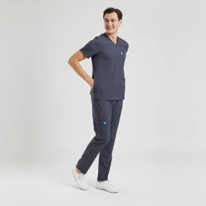 Wio Uniform Likralı Dinamik Zazel Medikal Takım, Erkek -Koyu Gri
