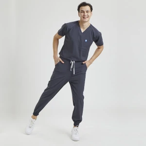 Wio Uniform Likralı Dinamik Jogger Doktor, Hemşire Forma Takım - Erkek, Koyu Gri