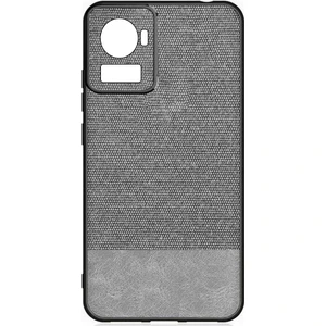 Oneplus 10R Fabrik Kumaş ve Deri Desen Kılıf -Gri