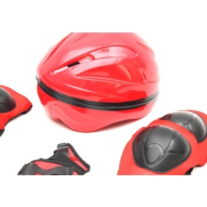 Kask Dizlik Dirseklik Eldiven Koruyucu Çocuk Set Kırmızı