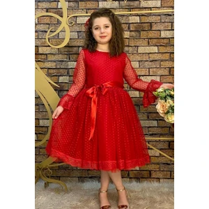 Abiye Kids Kırmızı Prenses Model Çocuk Abiye
