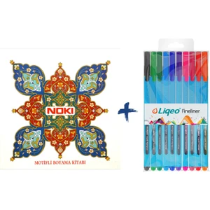 Motifli Boyama Kitabı ve 10 Lu Liqeo Fineliner Mandala Seti