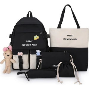 Yeni Beş Parça Öğrenci Çantası Kadın Renk Kontrast Öğrenci Çantası (Yurt Dışından)