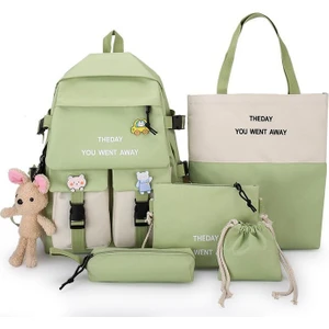 Yeni Beş Parça Öğrenci Çantası Kadın Renk Kontrast Öğrenci Çantası (Yurt Dışından)