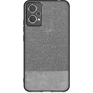 Realme 9 Pro Fabrik Kumaş ve Deri Desen Kılıf -Gri
