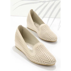 Bej Hakiki Deri Kadın Dolgu Topuklu Ayakkabı K01531180303