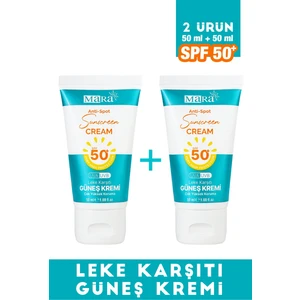 Spf 50+ Leke Karşıtı Yüz Güneş Kremi Tüm Cilt Tipleri Için 50 ml 2 Adet