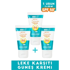 Spf 50+ Leke Karşıtı Yüz Güneş Kremi Tüm Cilt Tipleri Için 50 ml 3 Adet