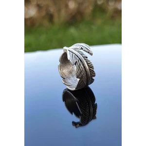 Trend Collection Tüy Yaprak Figürlü Gümüş Kaplama Ayarlanabilir Unisex Yüzük