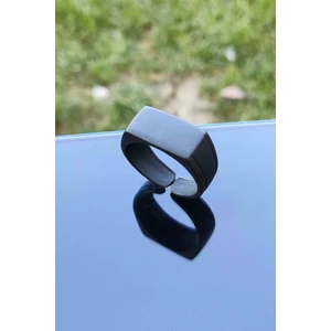 Trend Collection Erkek Mat Siyah Dikdörtgen Şövalye Model Yüzük