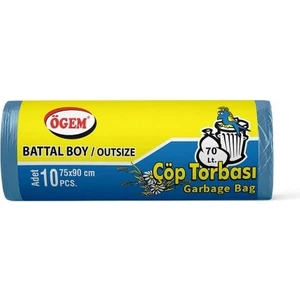 Battal Boy Çöp Poşeti 75x90 cm 10 lu rulo x 5 Paket = 50 Adet Mavi