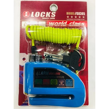 Locks World Class 110 Db Mavi Alarmlı Disk Kilidi (Hatırlatıcı Kablo