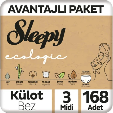 Sleepy Ecologic Avantajlı Paket Külot Bez 3 Numara Midi 168