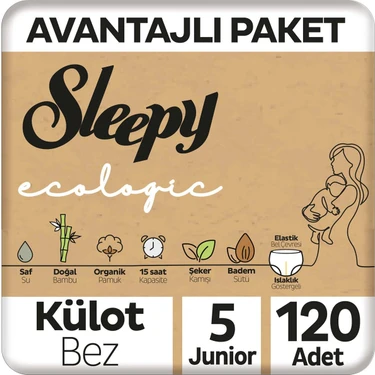 Sleepy Ecologic Avantajlı Paket Külot Bez 5 Numara Junior 120