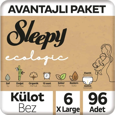 Sleepy Ecologic Avantajlı Paket Külot Bez 6 Numara xl 96