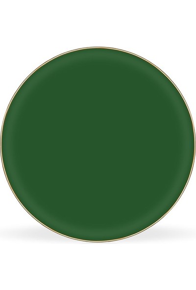 Glore Solid Yeşil Altın Yaldızlı Cam Servis Tabağı Takımı