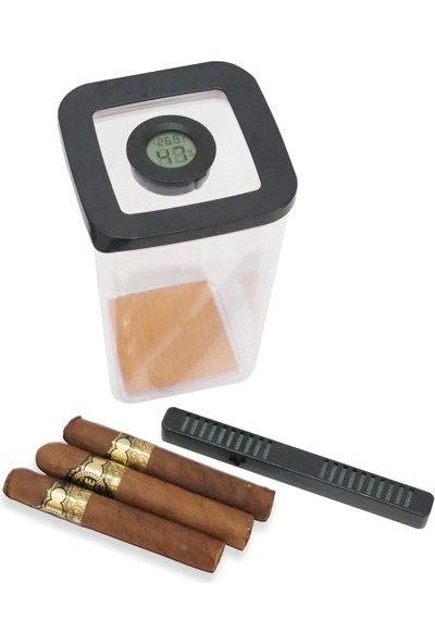 Cigar Cigarfort Şeffaf Humidor Puro Kutusu Akrilik 15 - 20 Puro