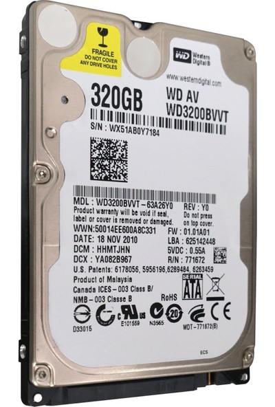 WD Western Digital WD3200BVVT Sata3 5400RPM 8mb 2.5'' 320GB Notebook HDD