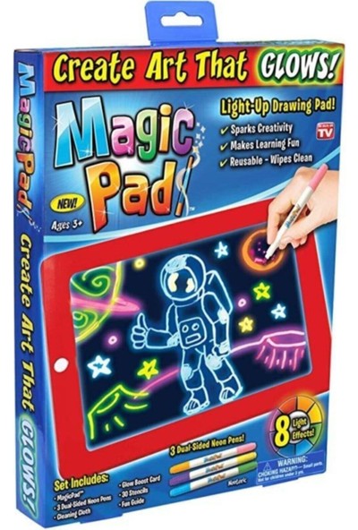 Deco Elit Magic Pad Yazı Çizim Tahtası Öğretici Kalemli Pad Resim Şekil Tablet Tipi Işıklı Yazı Tableti Ledli