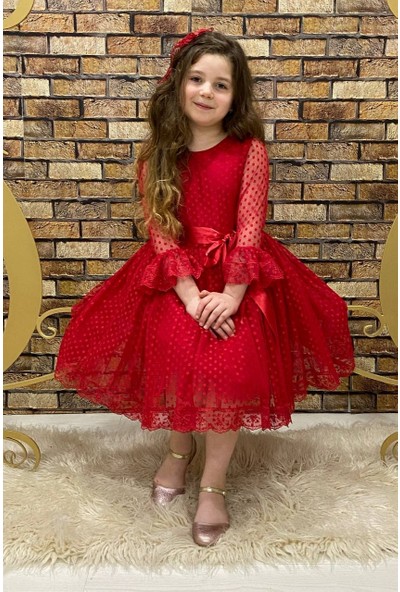 Abiye Kids Kırmızı Prenses Model Çocuk Abiye
