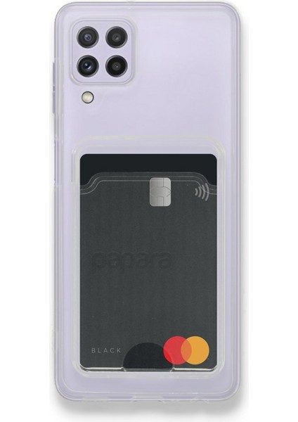 Samsung Galaxy A22 4g Kılıf 1 Adet Kartlıklı Şeffaf Silikon Lüx Korumalı