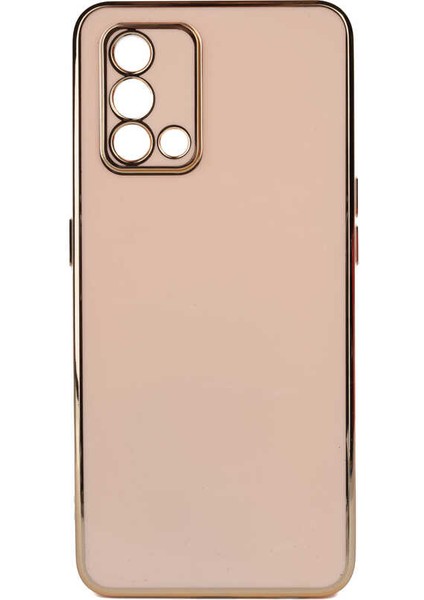 Oppo A74 4g Kılıf Bark Parlak Silikon Renkli Kenarları Rose Bronz