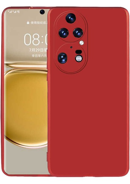 Huawei P50 Pro Kılıf Mat Lüx Kamera Korumalı Premier Mat Silikon Kırmızı